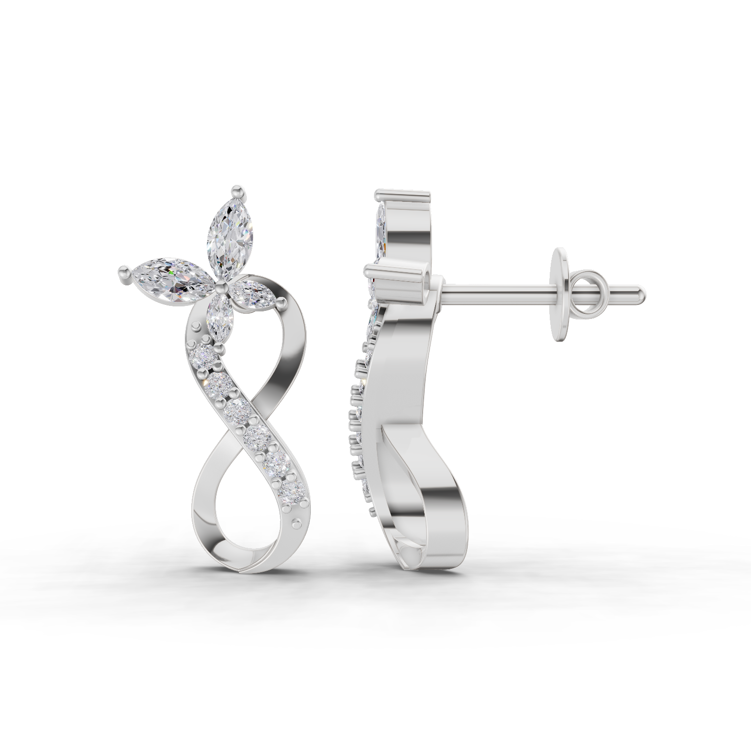 0.72 Carat Infinity Diamond Earrings 14K - White Gold