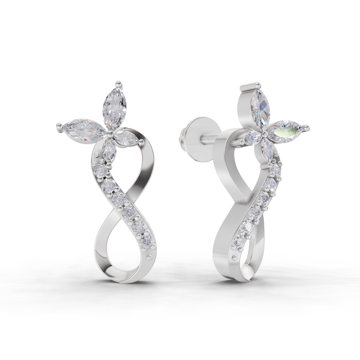 0.72 Carat Infinity Diamond Earrings 14K - White Gold