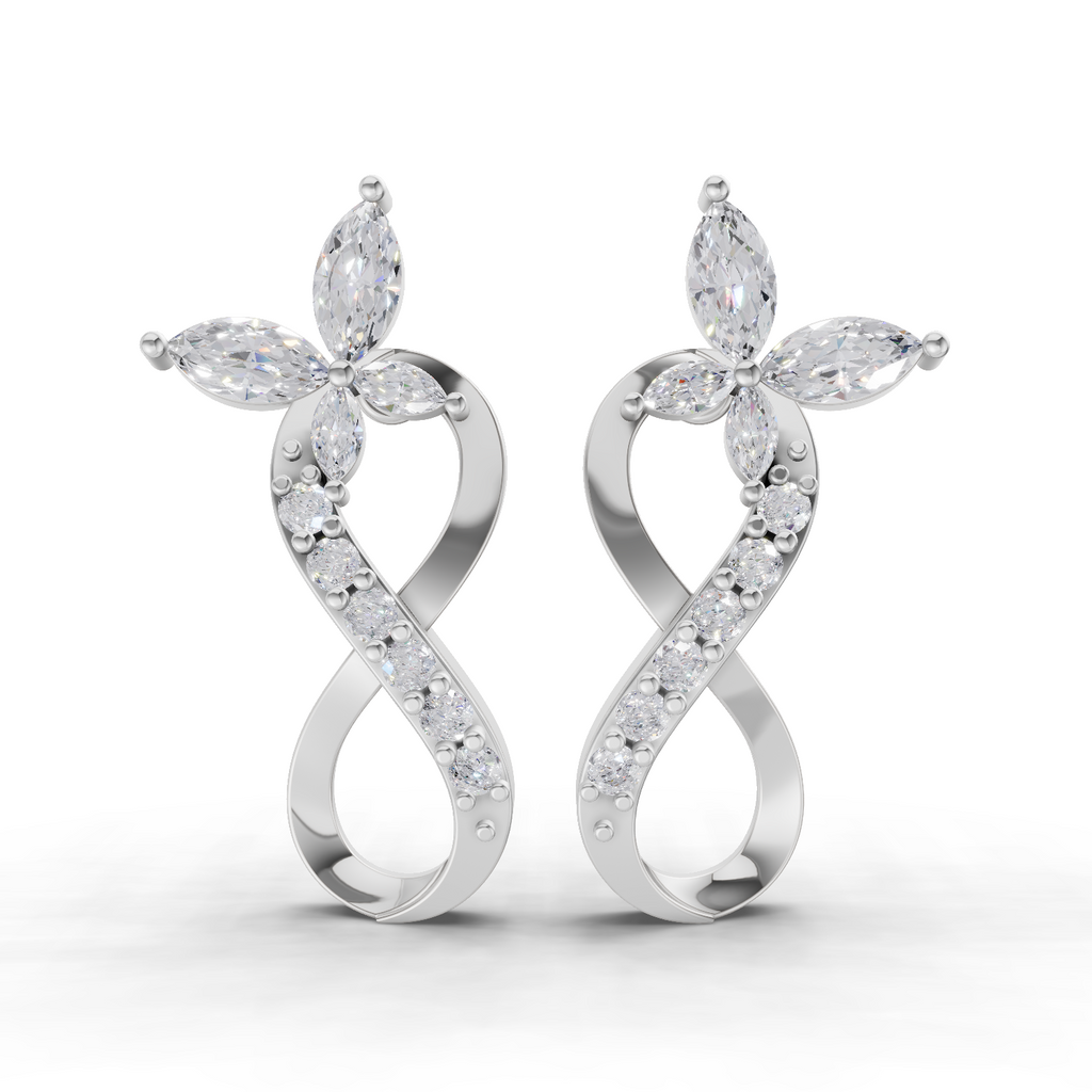 0.72 Carat Infinity Diamond Earrings 14K - White Gold