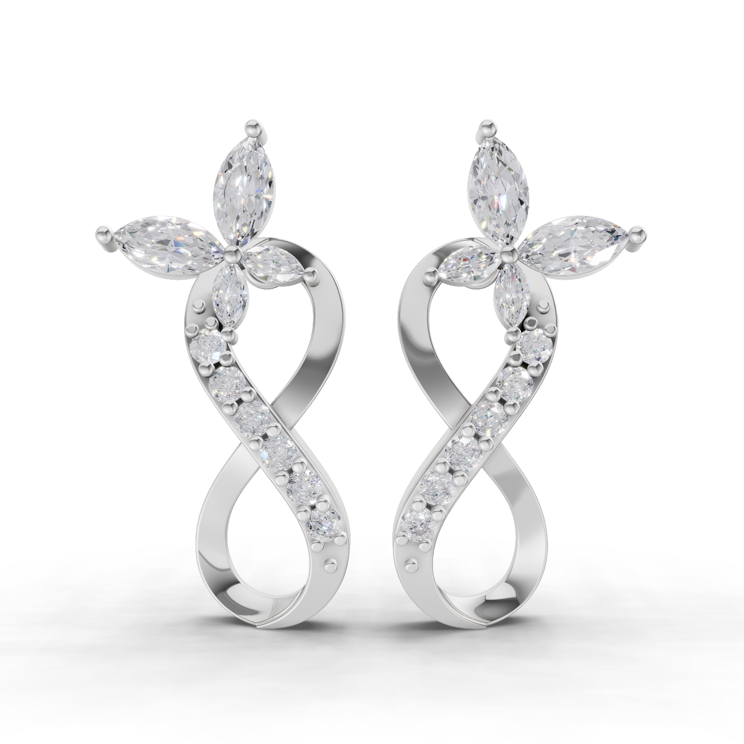 0.72 Carat Infinity Diamond Earrings 14K - White Gold
