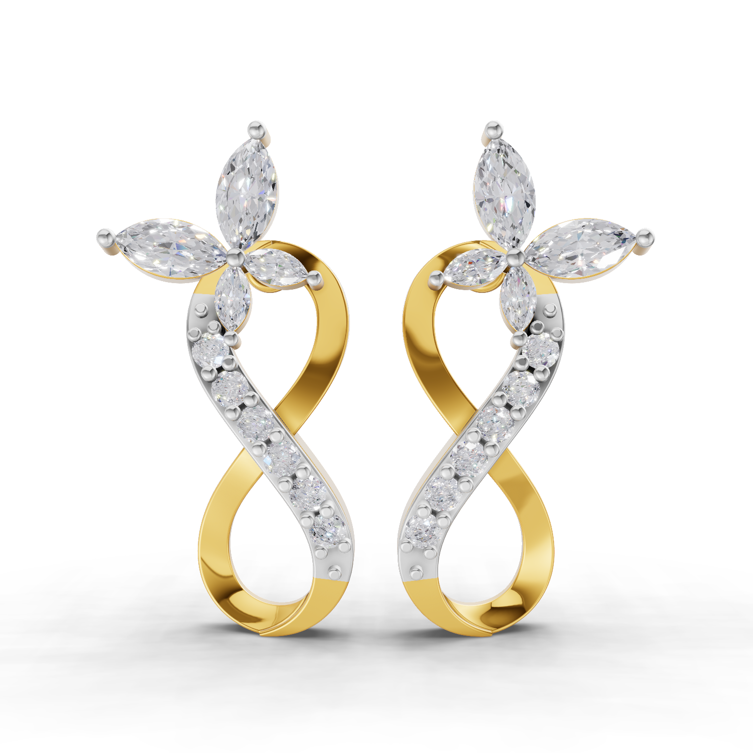 0.72 Carat Infinity Diamond Earrings 14K