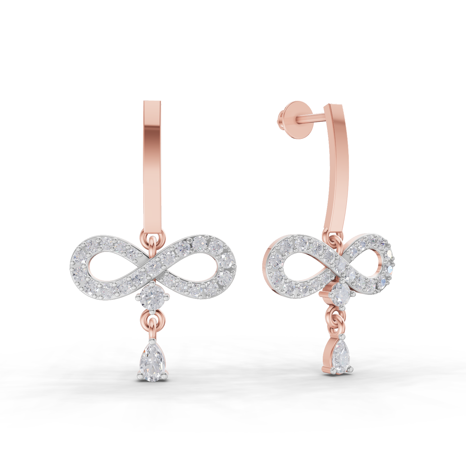 1.07 Carat Infinity Diamond Earrings 14K - Rose Gold