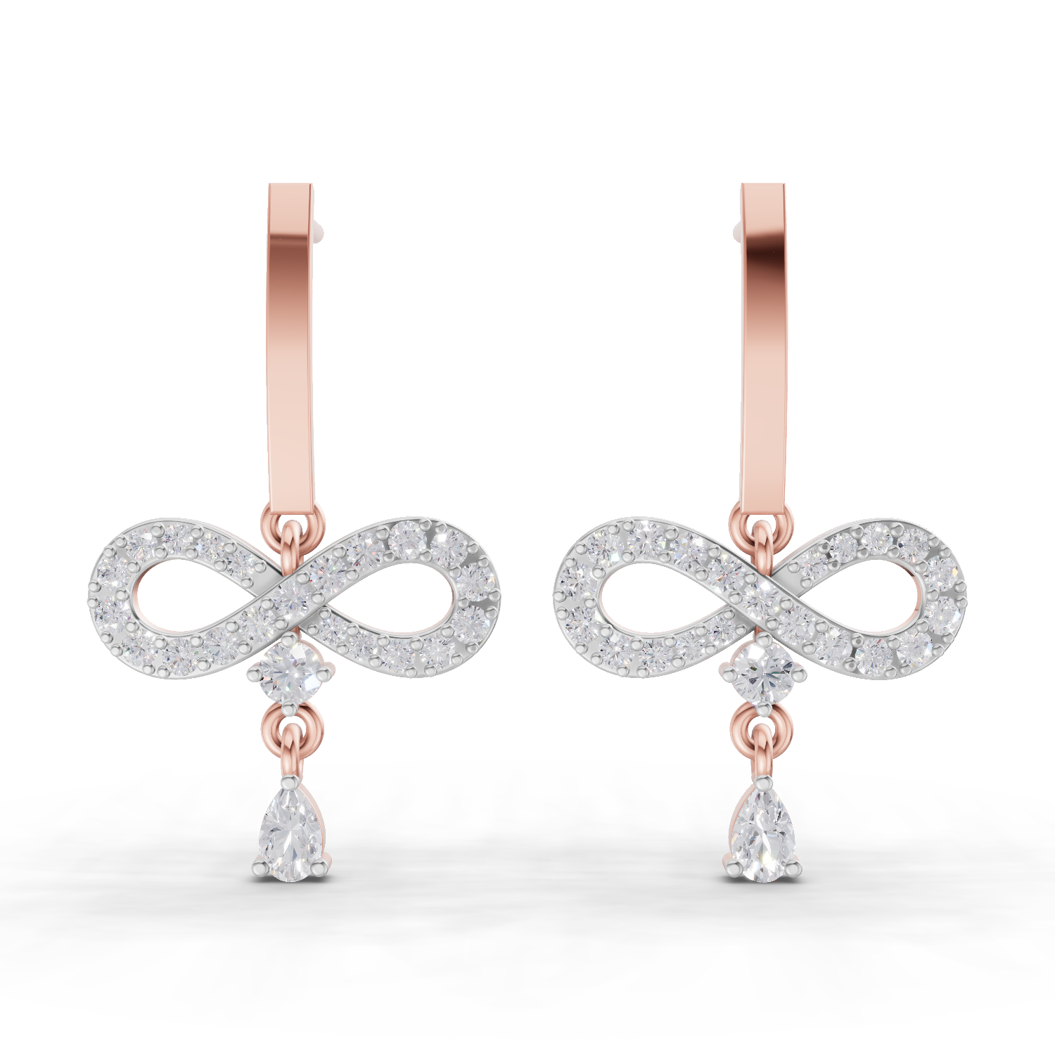 1.07 Carat Infinity Diamond Earrings 14K - Rose Gold