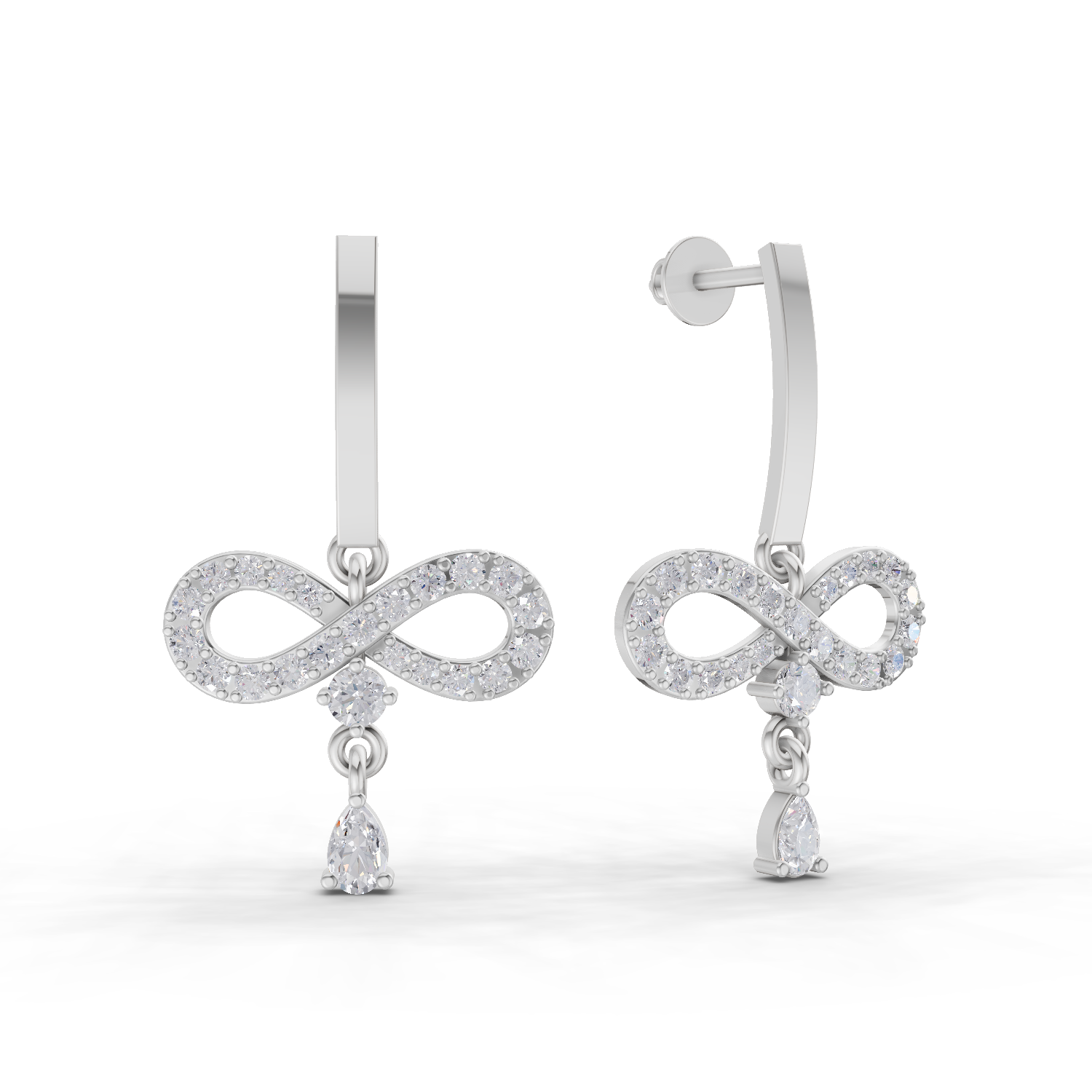 1.07 Carat Infinity Diamond Earrings 14K - White Gold