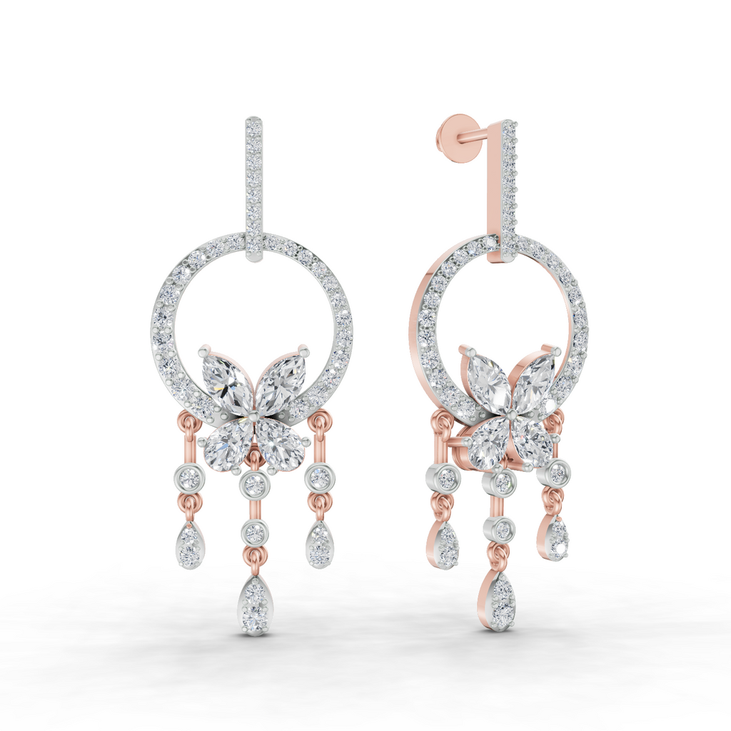 3.57 Carat Diamond Earrings 14K - Rose Gold