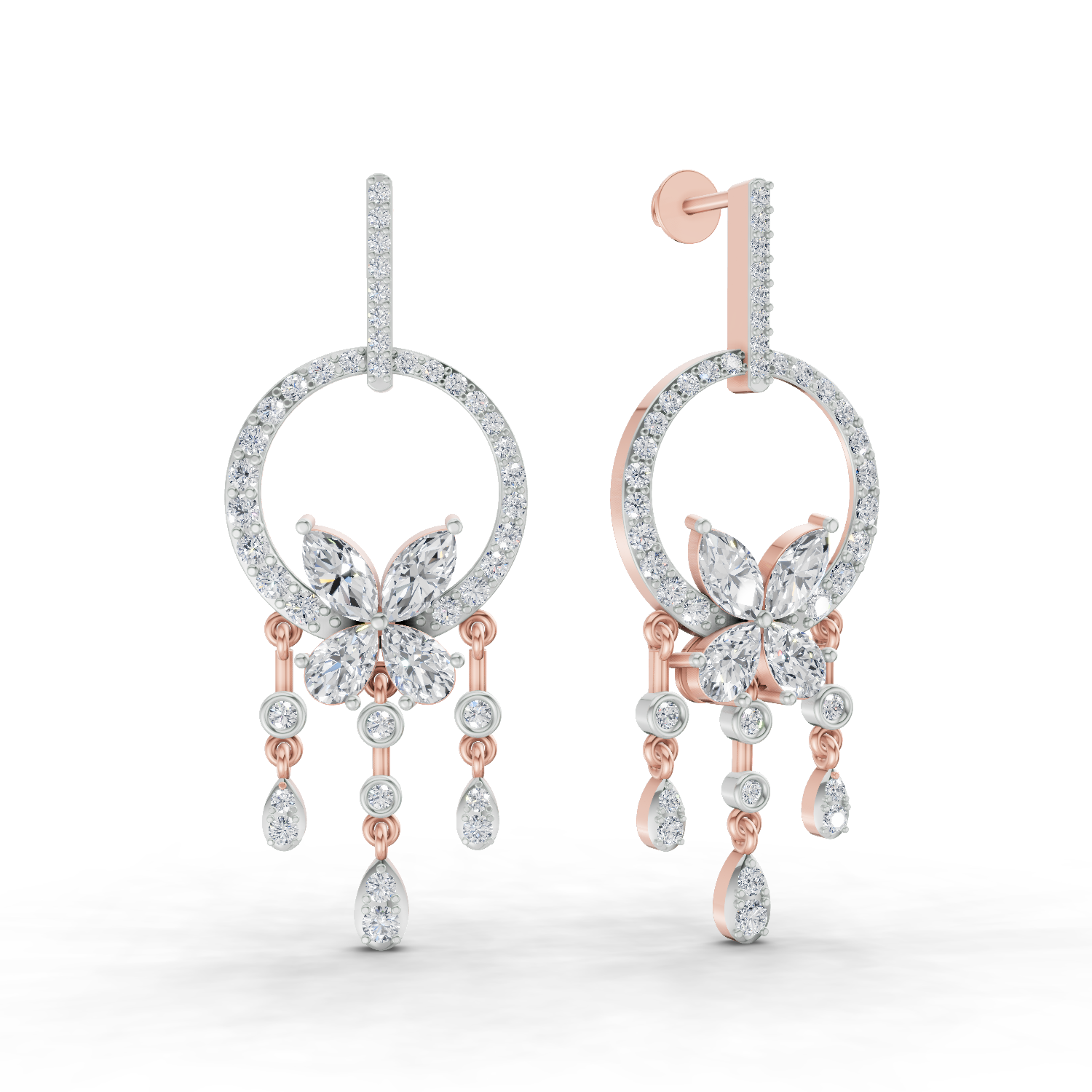 3.57 Carat Diamond Earrings 14K - Rose Gold