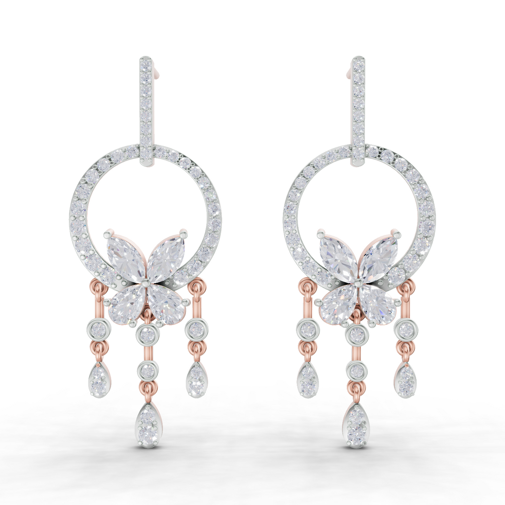 3.57 Carat Diamond Earrings 14K - Rose Gold