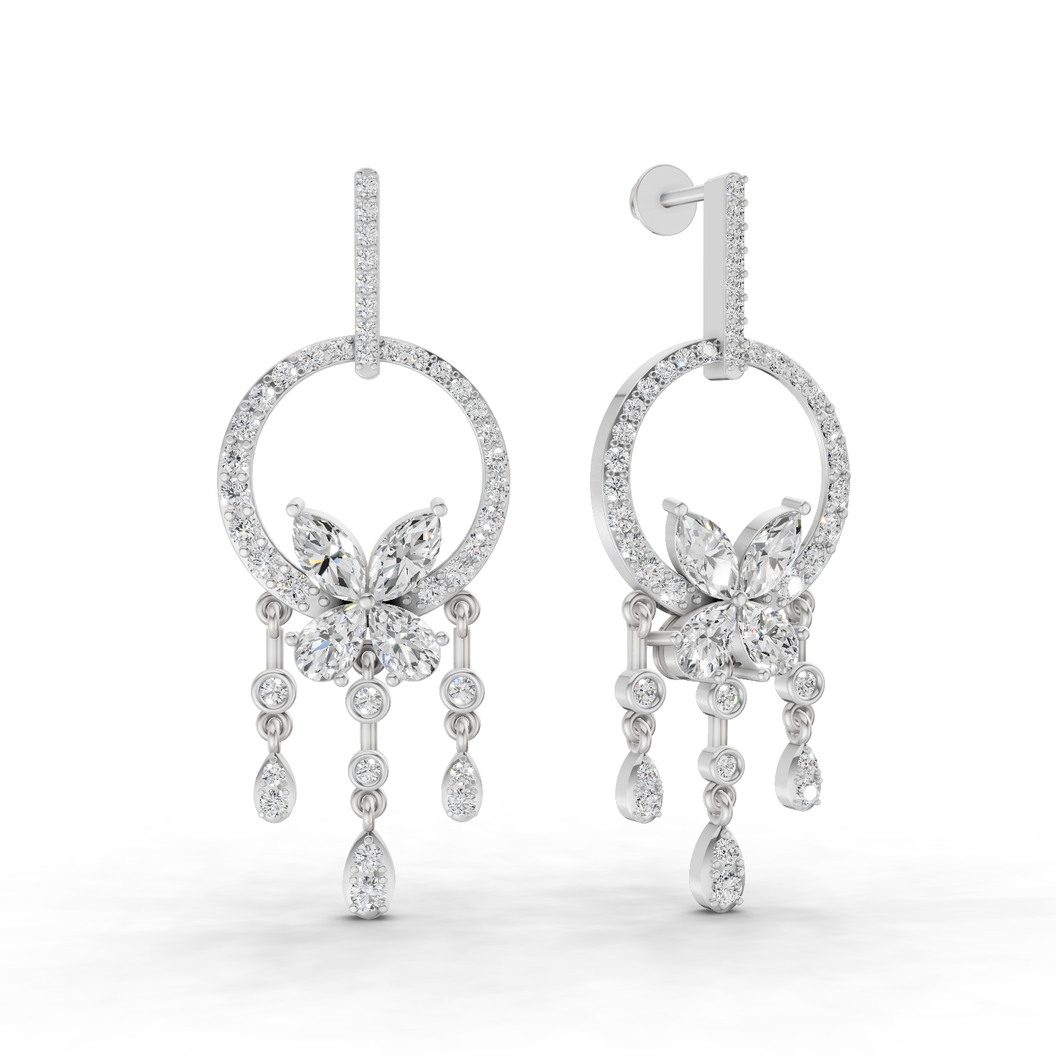 3.57 Carat Diamond Earrings 14K - White Gold