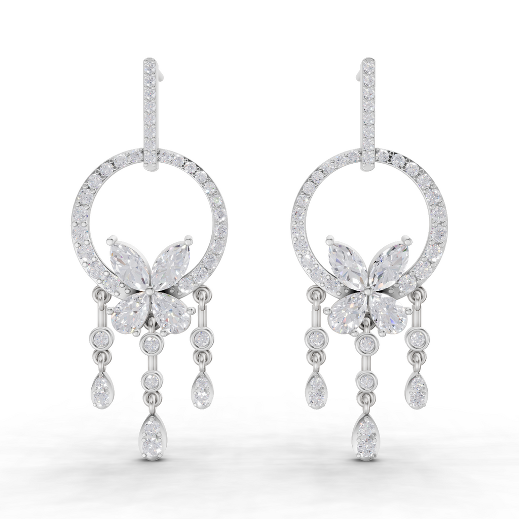 3.57 Carat Diamond Earrings 14K - White Gold