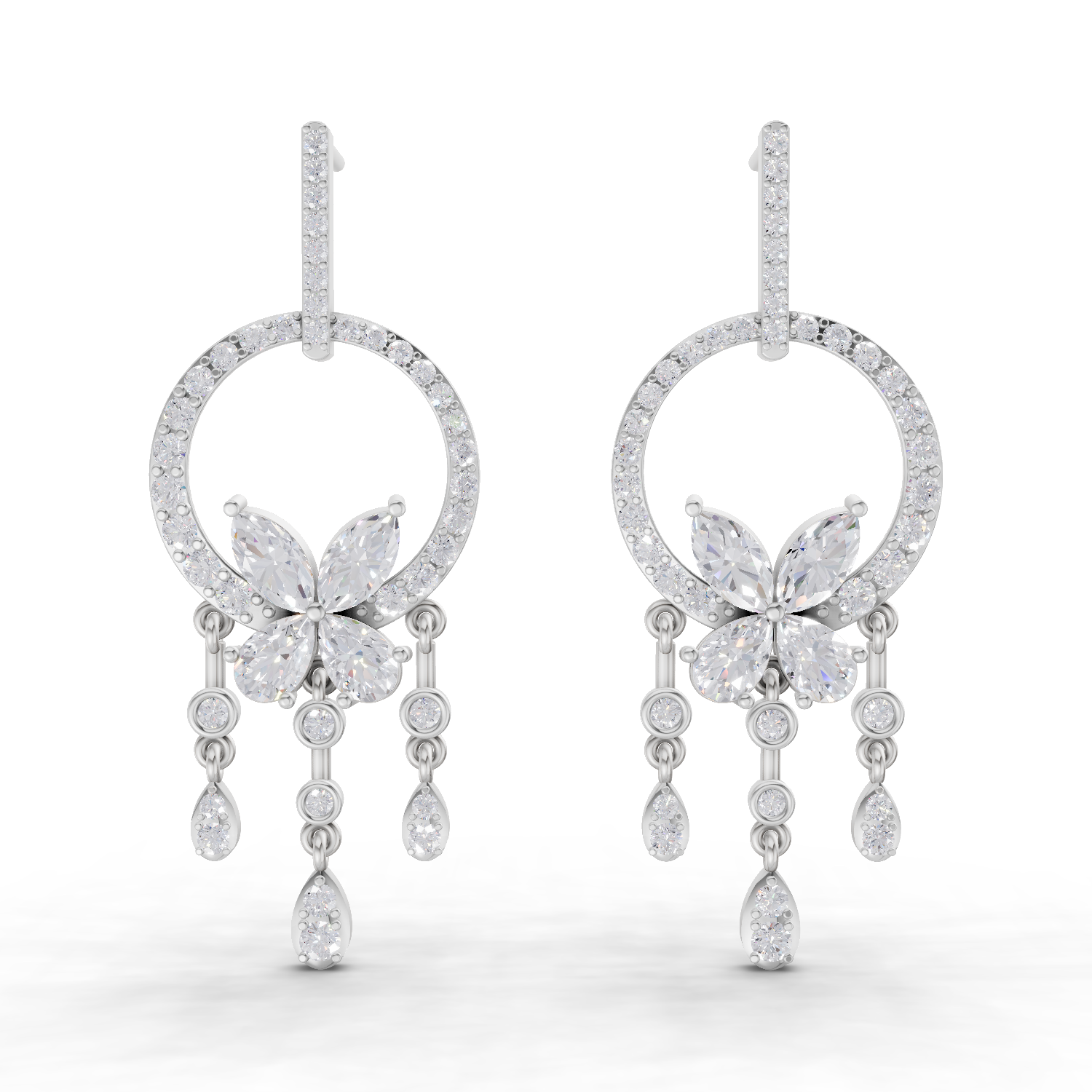3.57 Carat Diamond Earrings 14K - White Gold