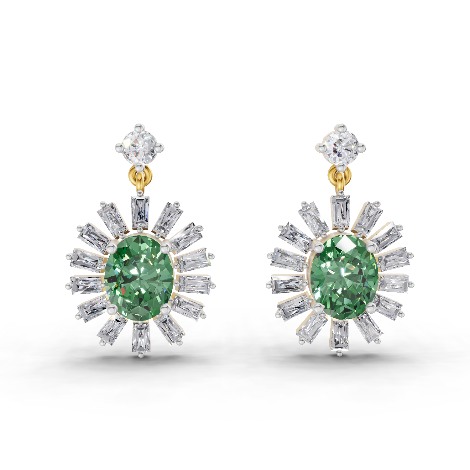 0.91 Carat Eye-Shaped Stud Earrings 14K