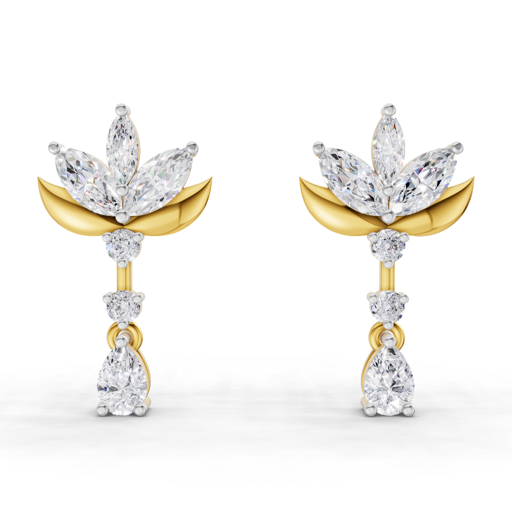 1.45 Carat Lotus Diamond Earrings 14K