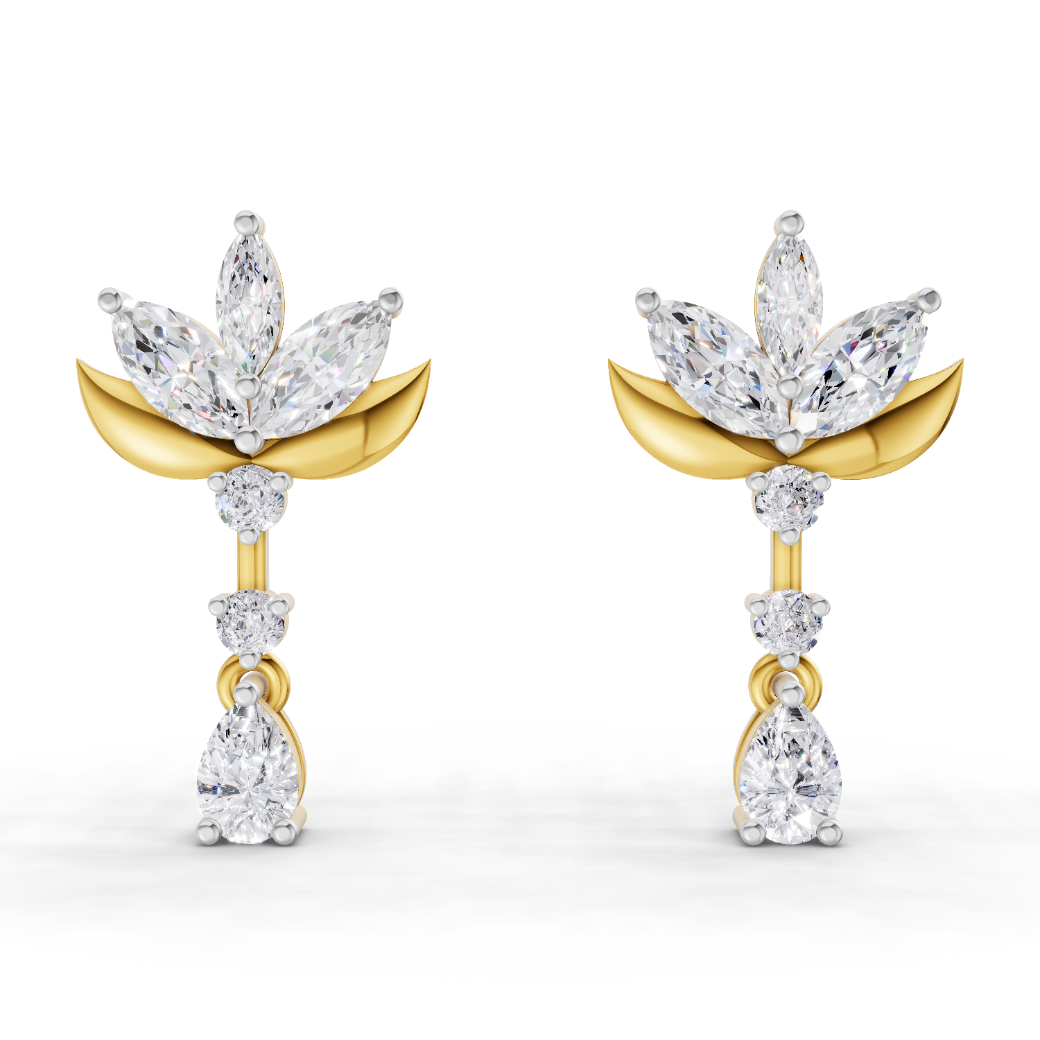 1.45 Carat Lotus Diamond Earrings 14K