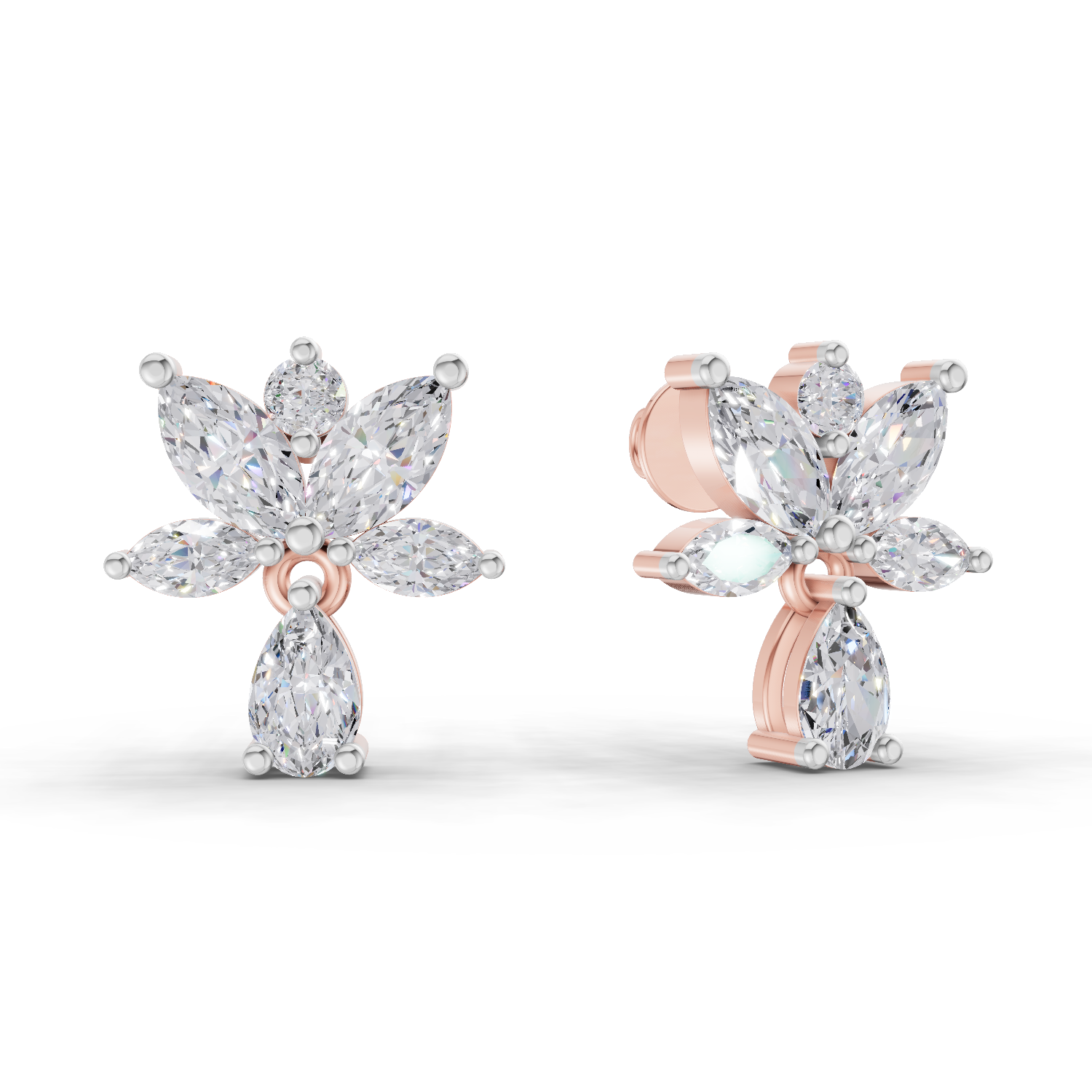 1.49 Carat Lotus Diamond Earrings 14K - Rose Gold
