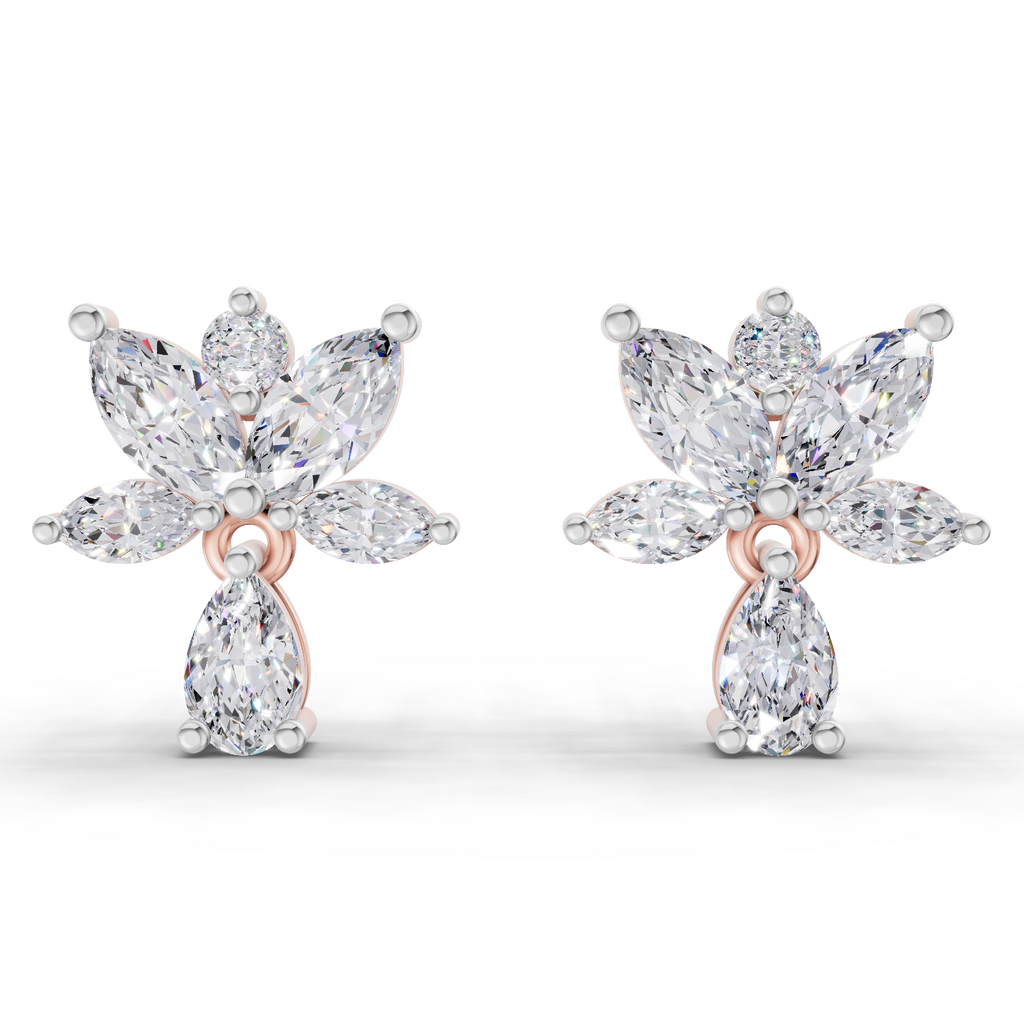 1.49 Carat Lotus Diamond Earrings 14K - Rose Gold