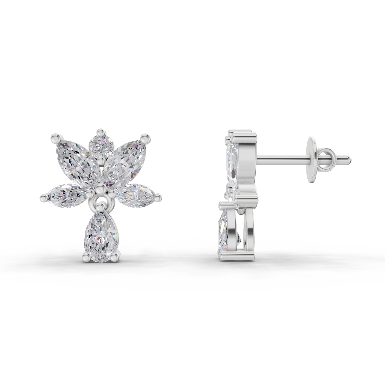 1.49 Carat Lotus Diamond Earrings 14K - White Gold