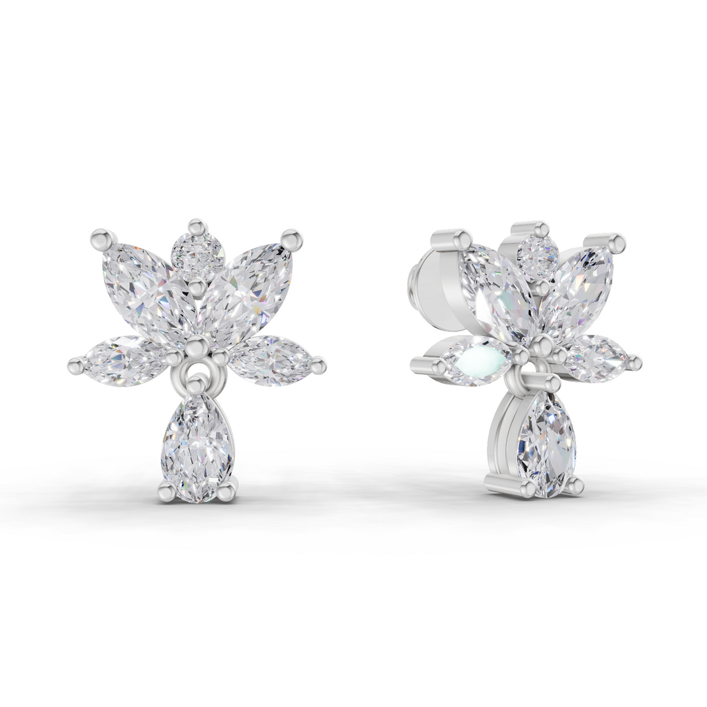 1.49 Carat Lotus Diamond Earrings 14K - White Gold