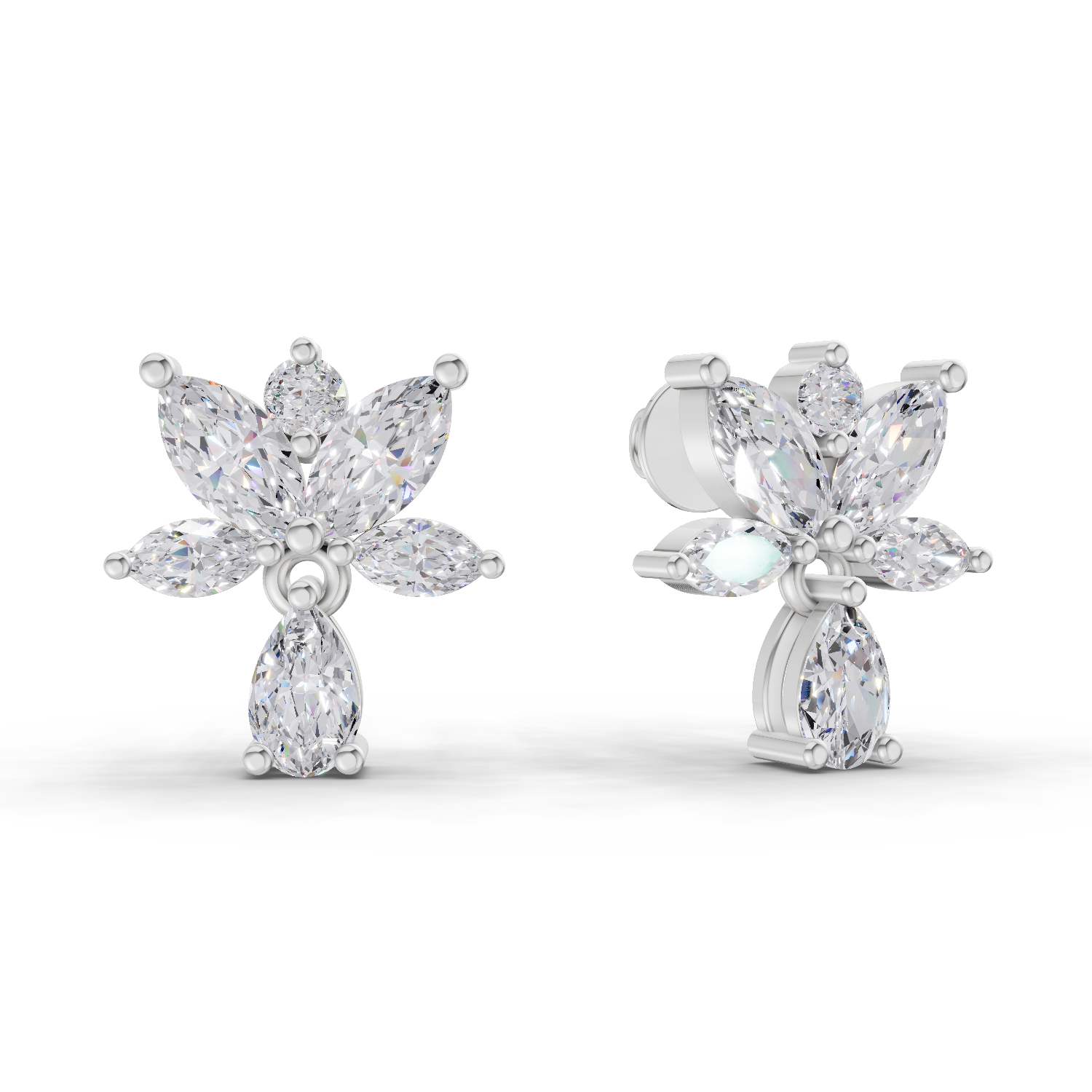 1.49 Carat Lotus Diamond Earrings 14K - White Gold