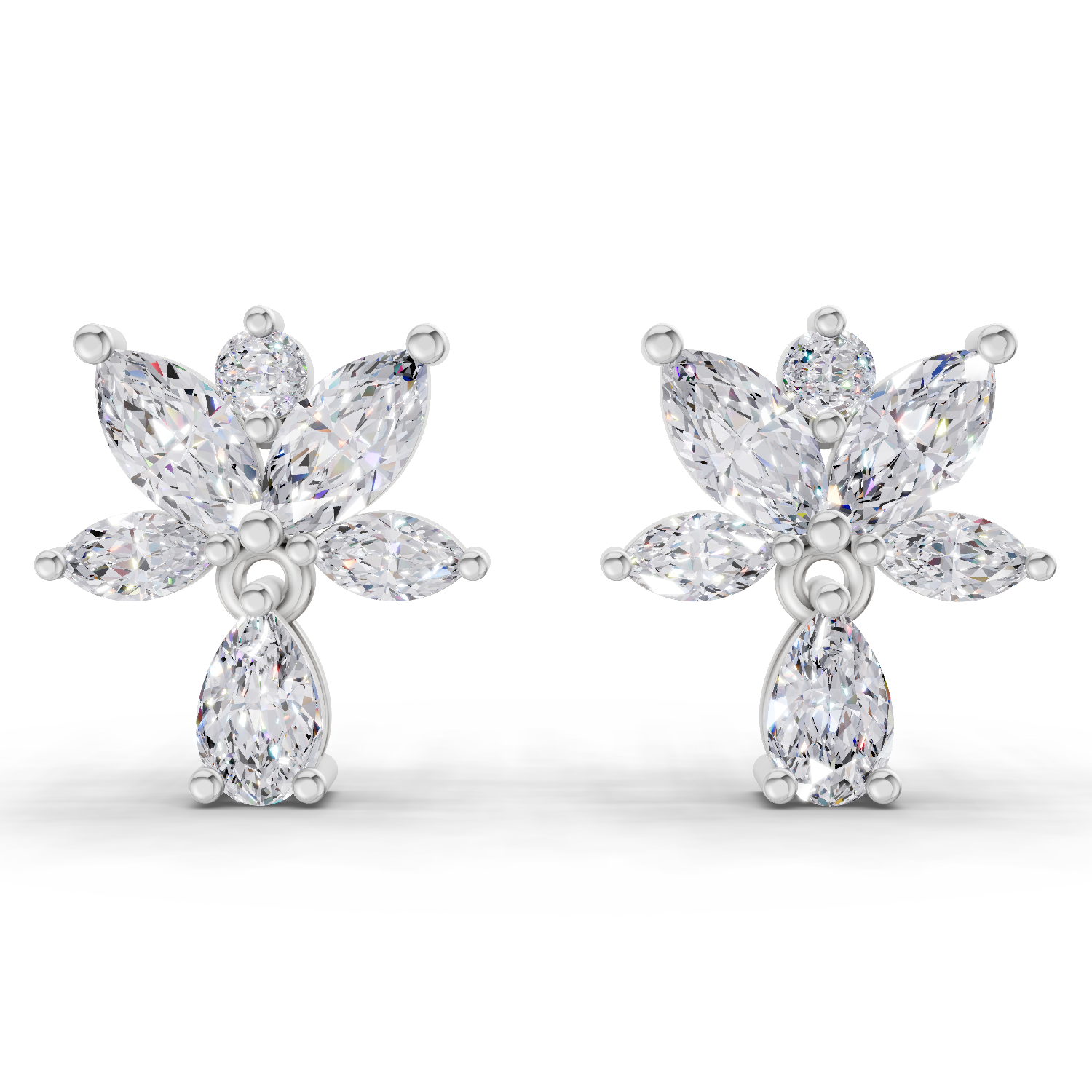 1.49 Carat Lotus Diamond Earrings 14K - White Gold