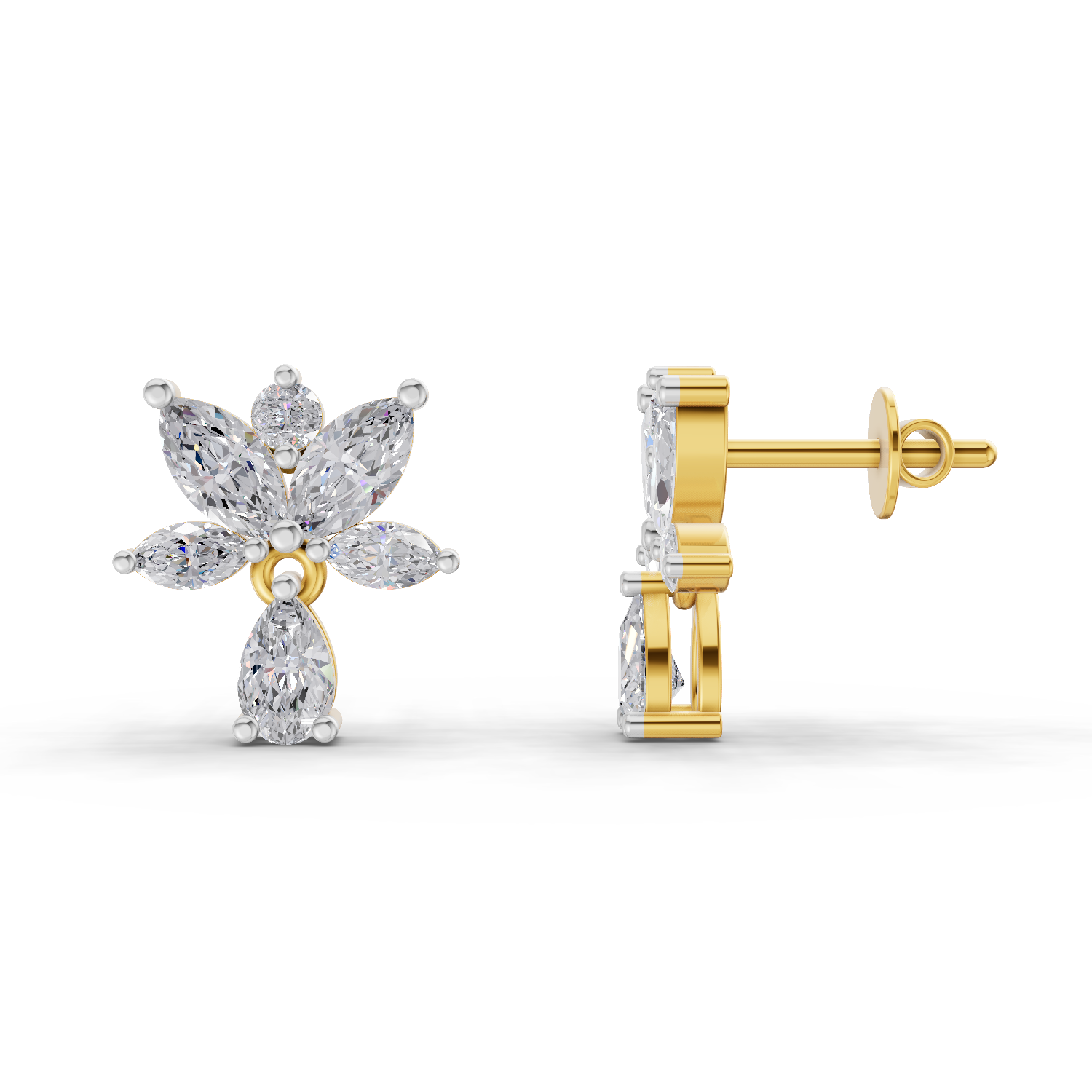 1.49 Carat Lotus Diamond Earrings 14K
