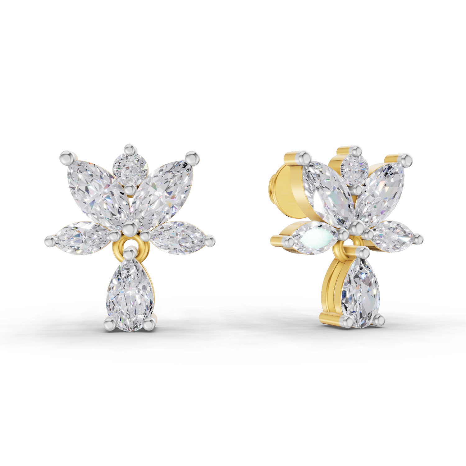 1.49 Carat Lotus Diamond Earrings 14K