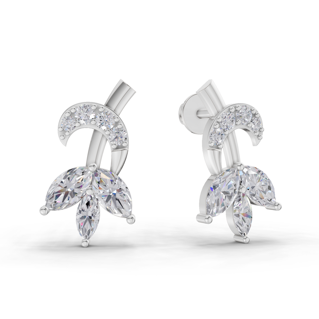 1.21 Carat Lotus Diamond Earrings 14K - White Gold