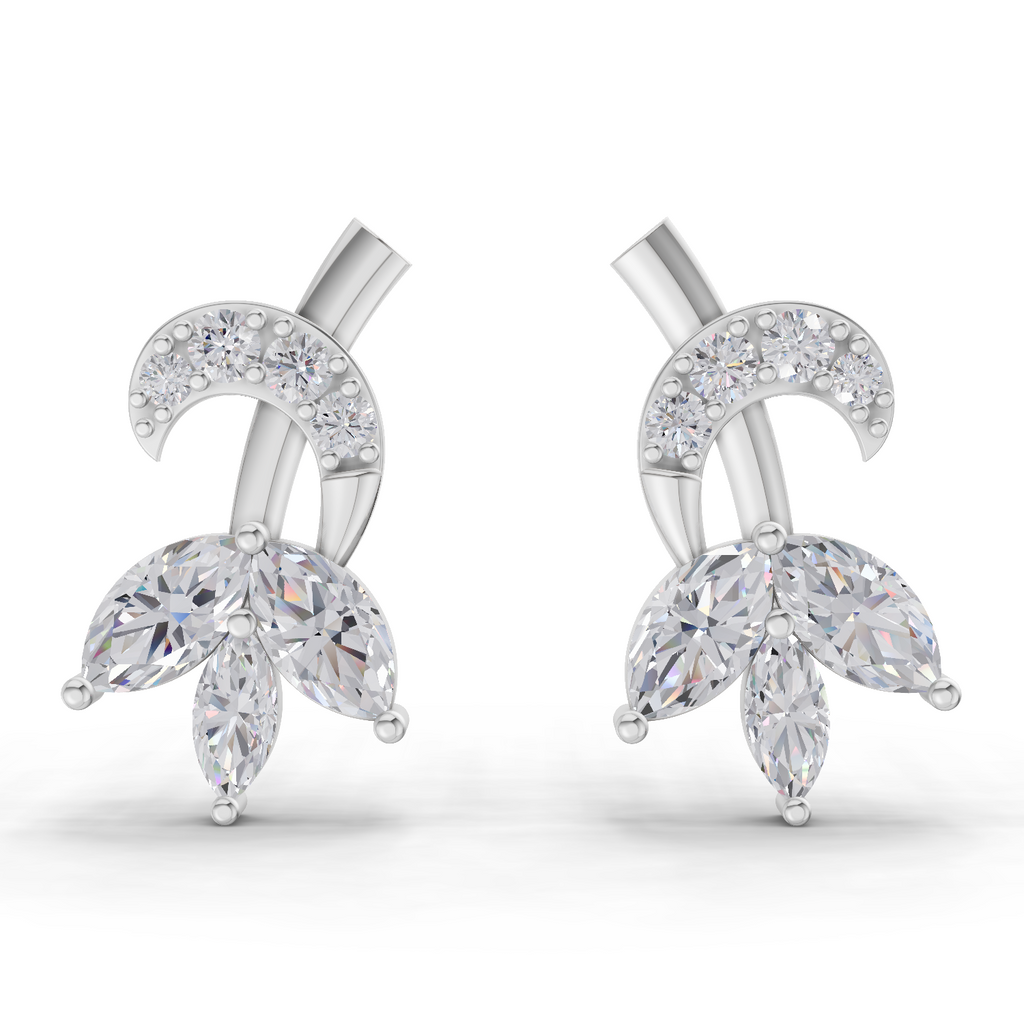 1.21 Carat Lotus Diamond Earrings 14K - White Gold