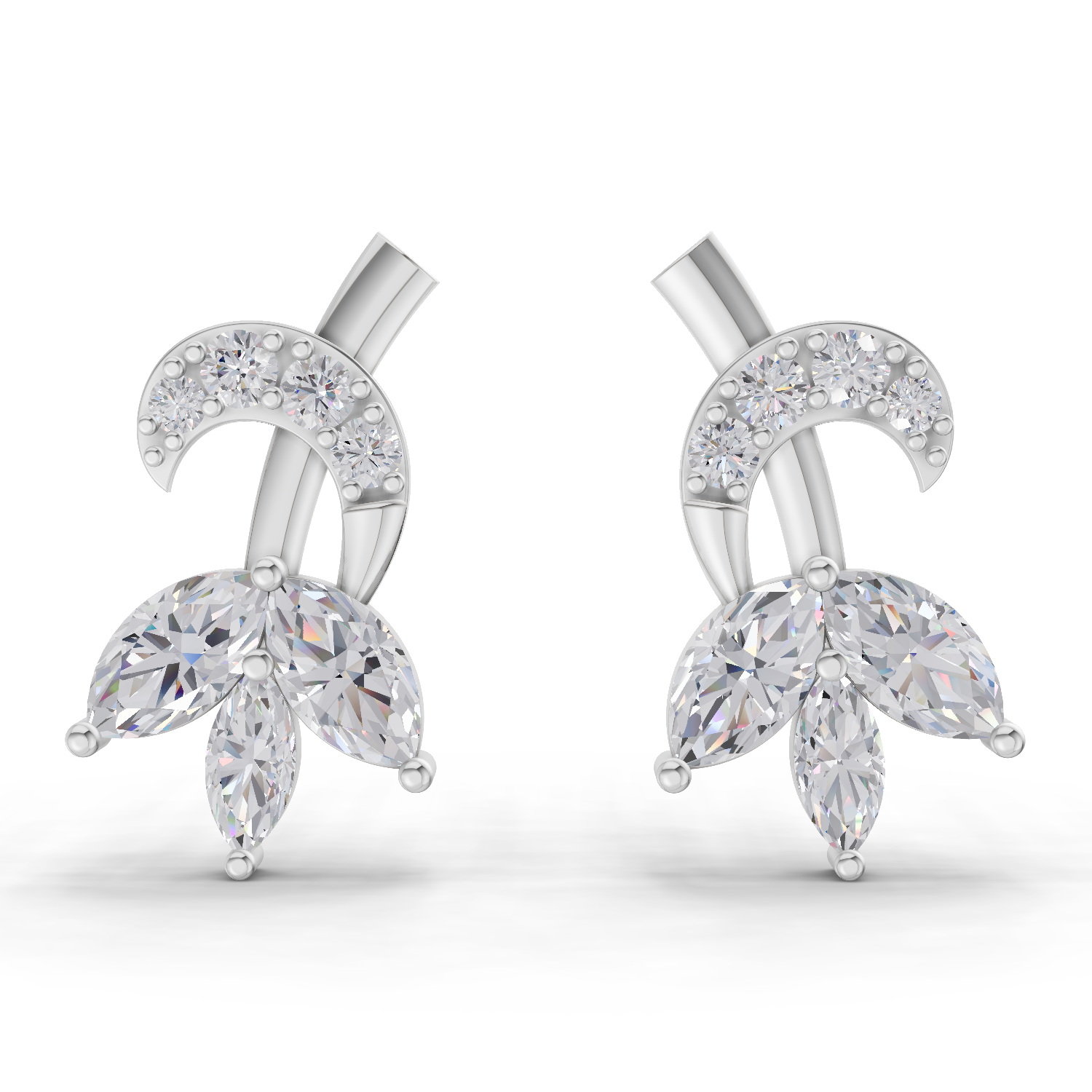 1.21 Carat Lotus Diamond Earrings 14K - White Gold
