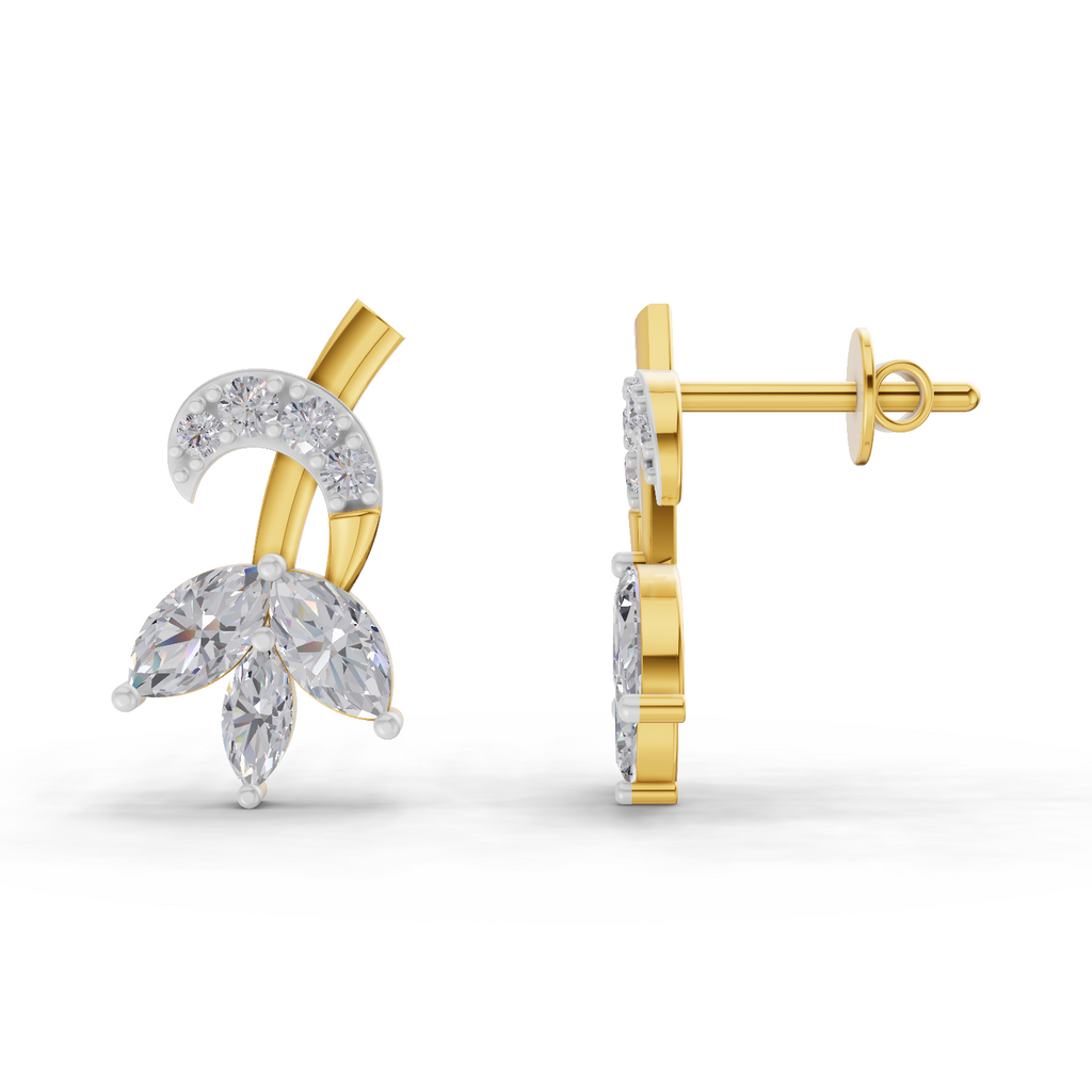 1.21 Carat Lotus Diamond Earrings 14K