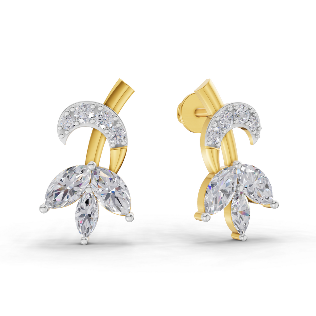 1.21 Carat Lotus Diamond Earrings 14K