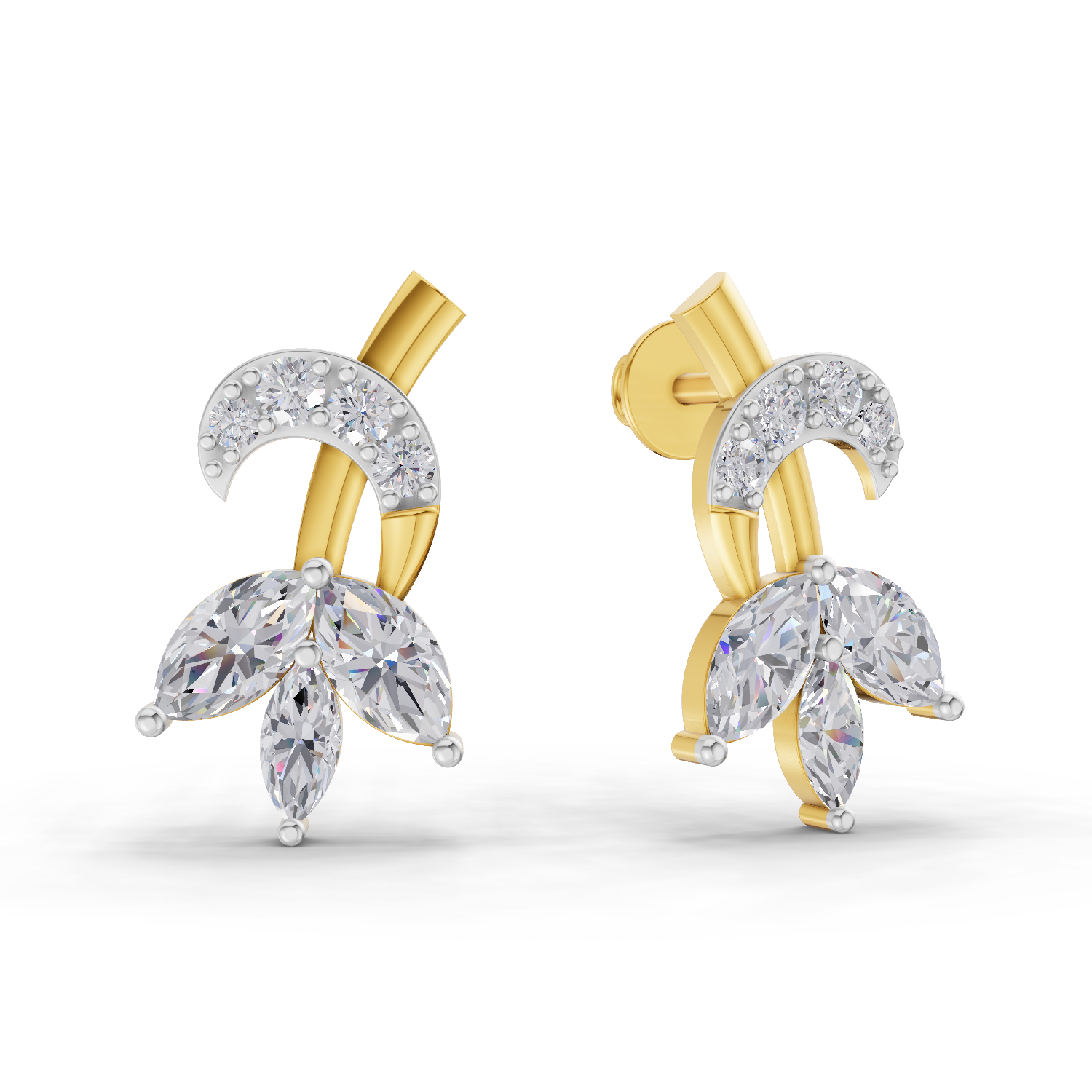 1.21 Carat Lotus Diamond Earrings 14K