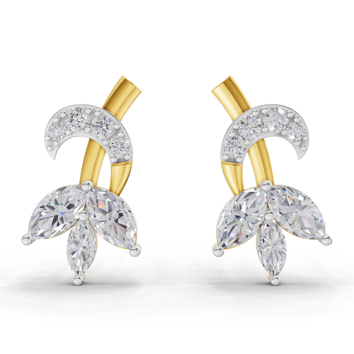 1.21 Carat Lotus Diamond Earrings 14K