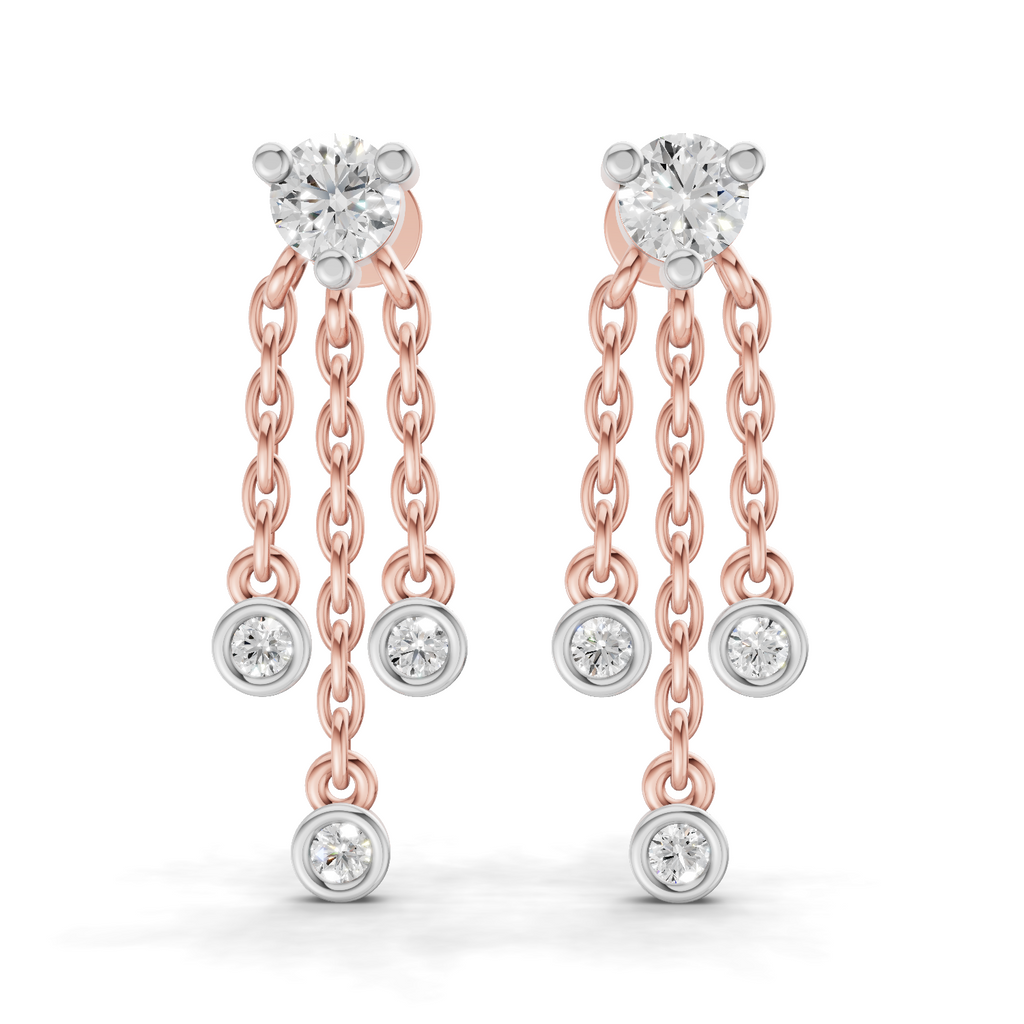 0.53 Carat Chain Tassel Drop Earrings 14K - Rose Gold