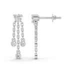 0.53 Carat Chain Tassel Drop Earrings 14K - White Gold