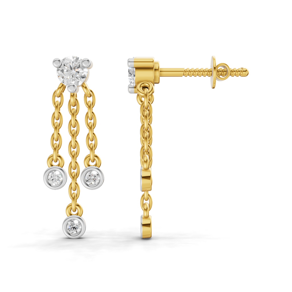 0.53 Carat Chain Tassel Drop Earrings 14K