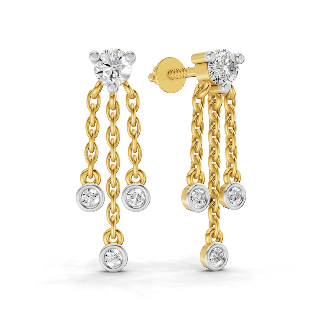 0.53 Carat Chain Tassel Drop Earrings 14K