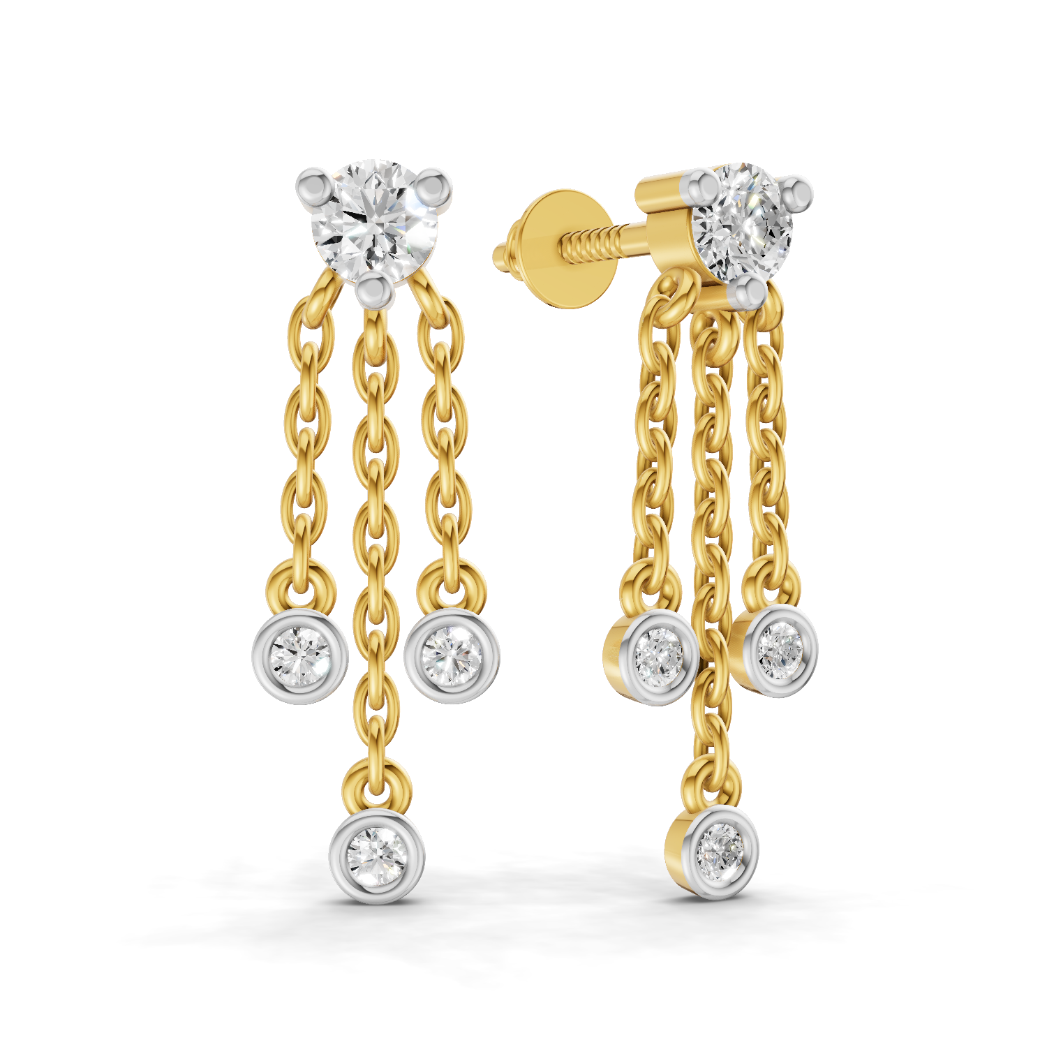 0.53 Carat Chain Tassel Drop Earrings 14K