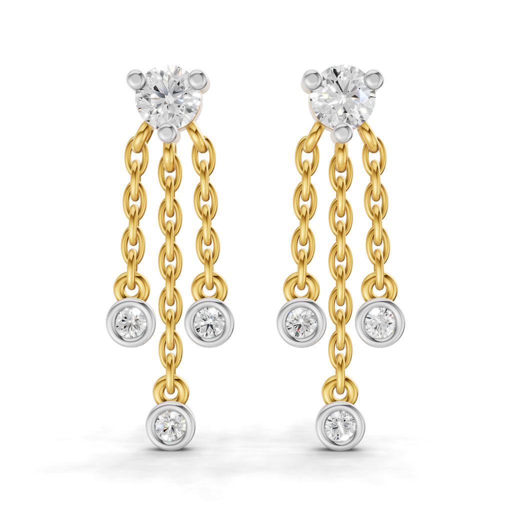 0.53 Carat Chain Tassel Drop Earrings 14K