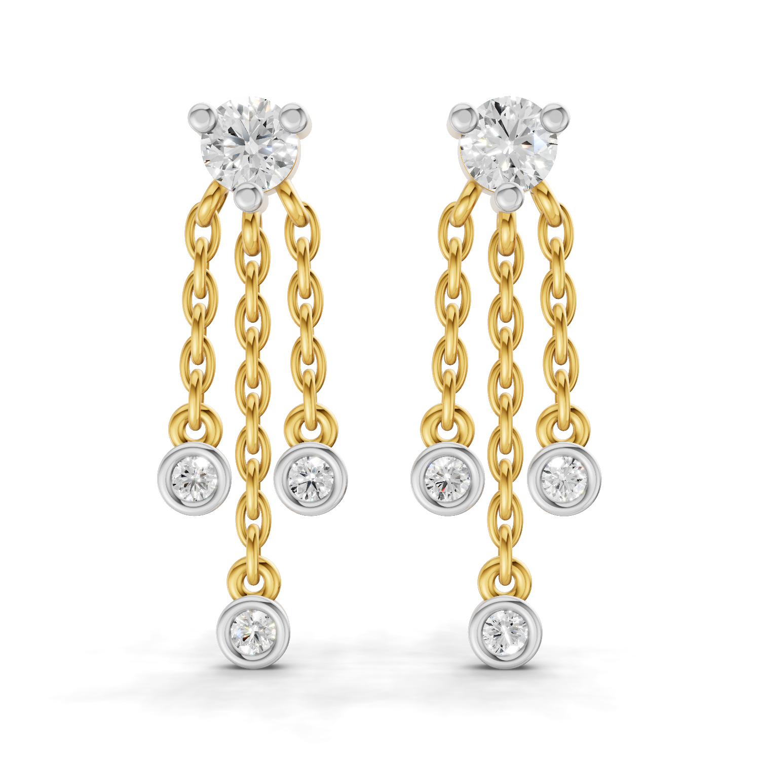 0.53 Carat Chain Tassel Drop Earrings 14K