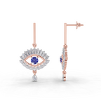 1.26 Carat Stud Earrings Cluster Dangle Earrings 14K - Rose Gold
