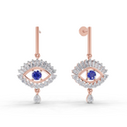 1.26 Carat Stud Earrings Cluster Dangle Earrings 14K - Rose Gold