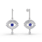 1.26 Carat Stud Earrings Cluster Dangle Earrings 14K - White Gold