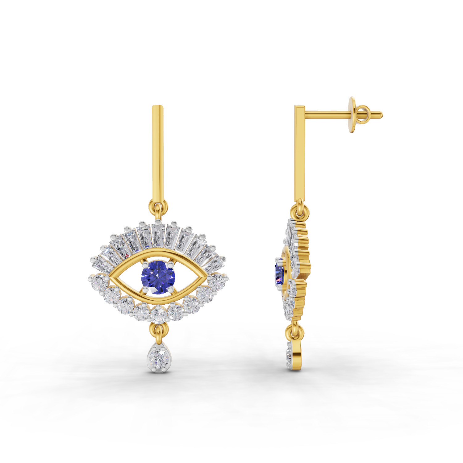 1.26 Carat Stud Earrings Cluster Dangle Earrings 14K