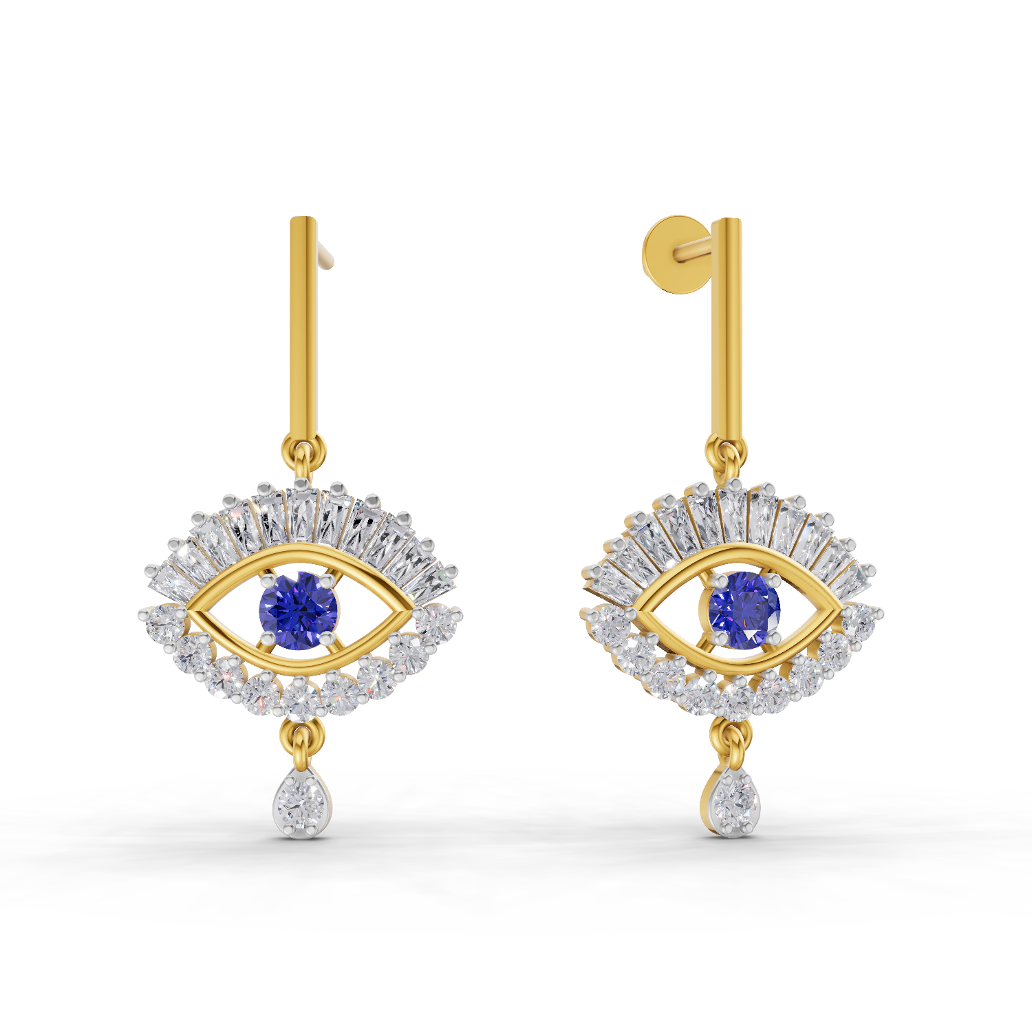 1.26 Carat Stud Earrings Cluster Dangle Earrings 14K