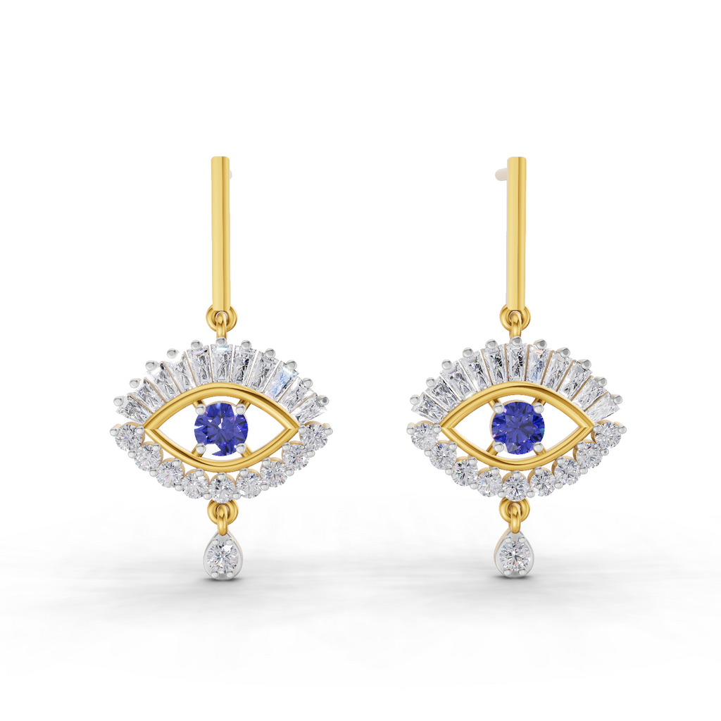 1.26 Carat Stud Earrings Cluster Dangle Earrings 14K