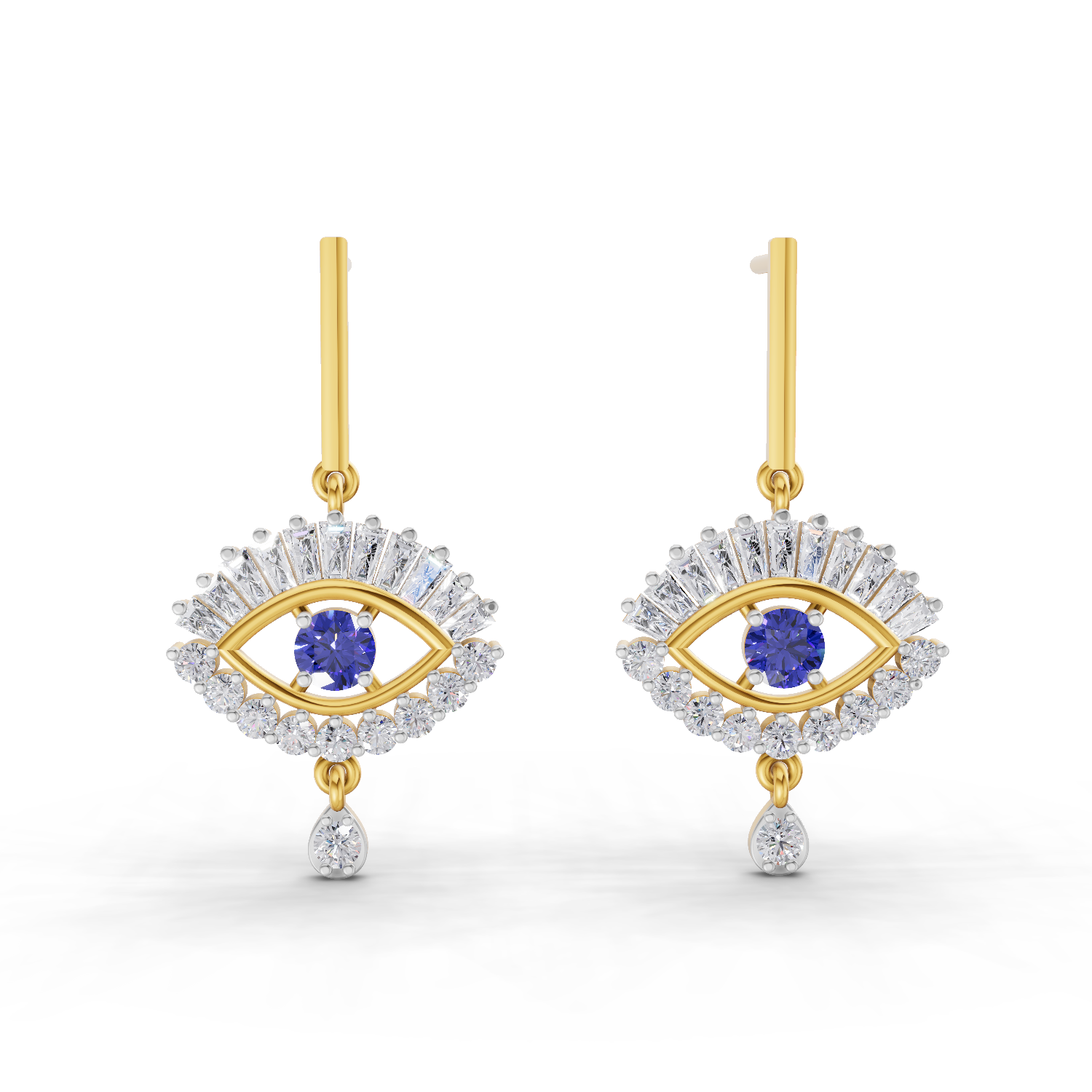 1.26 Carat Stud Earrings Cluster Dangle Earrings 14K
