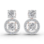 1.32 Carat Moissanite Halo Circle Drops Earrings 14K - Rose Gold