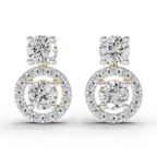 1.32 Carat Moissanite Halo Circle Drops Earrings 14K