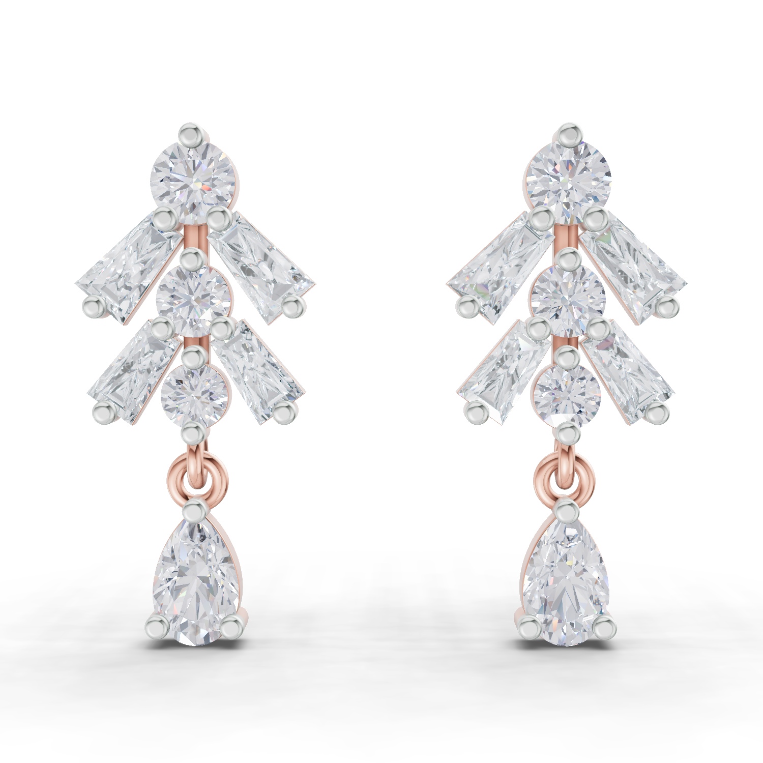 1.98 Carat Diamond Earrings 14K - Rose Gold