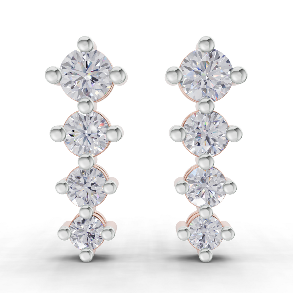 1.42 Carat Four-Stone Vertical Diamond Drop Earring 14K - Rose Gold